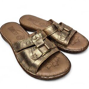 Born Beatrice Metallic Gold Sandals Women's Comfy Padded Insole Open Toe 7